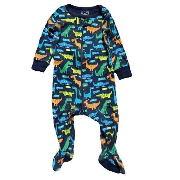 Baby Footie Pajamas Two Way Zipper Dinosaurs Animals Cookies Size 3-6 Months - Picture 5 of 8